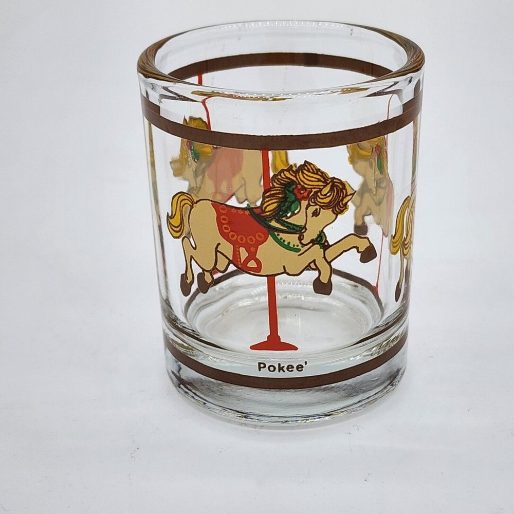 Vintage Pokee Votive Candle Holder Carousel Horses